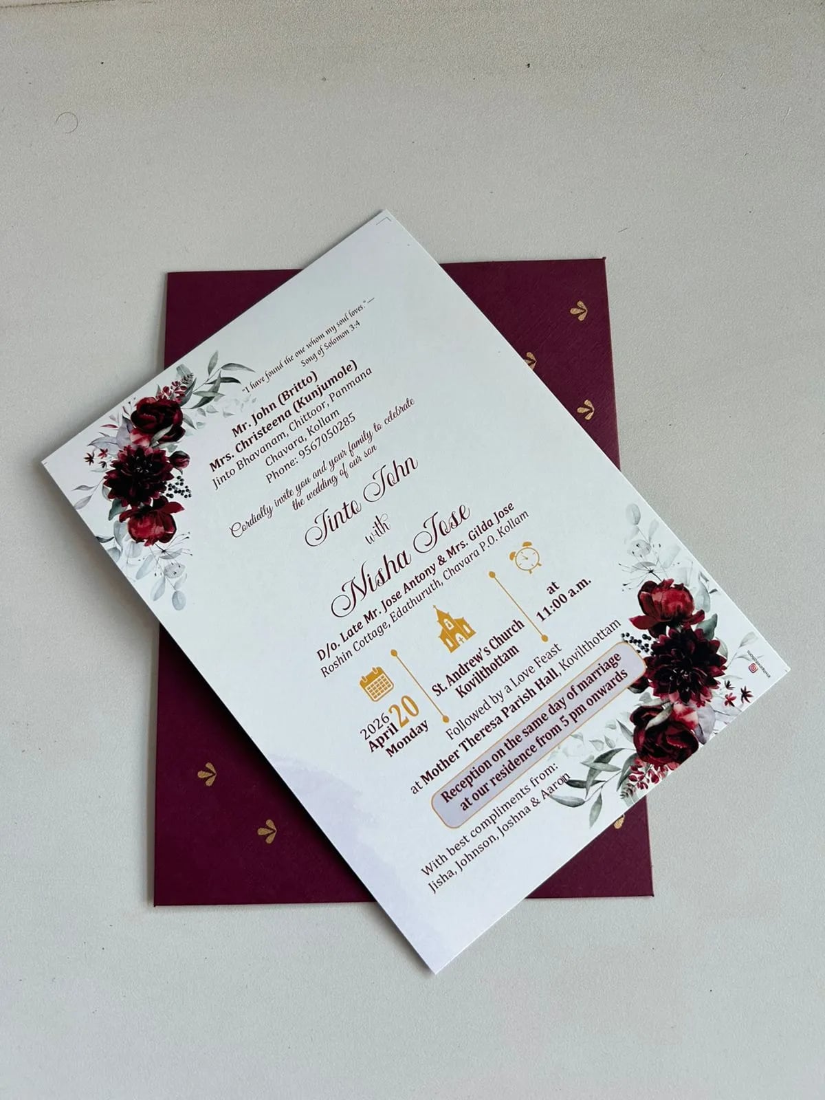 MAROON CARD COVER